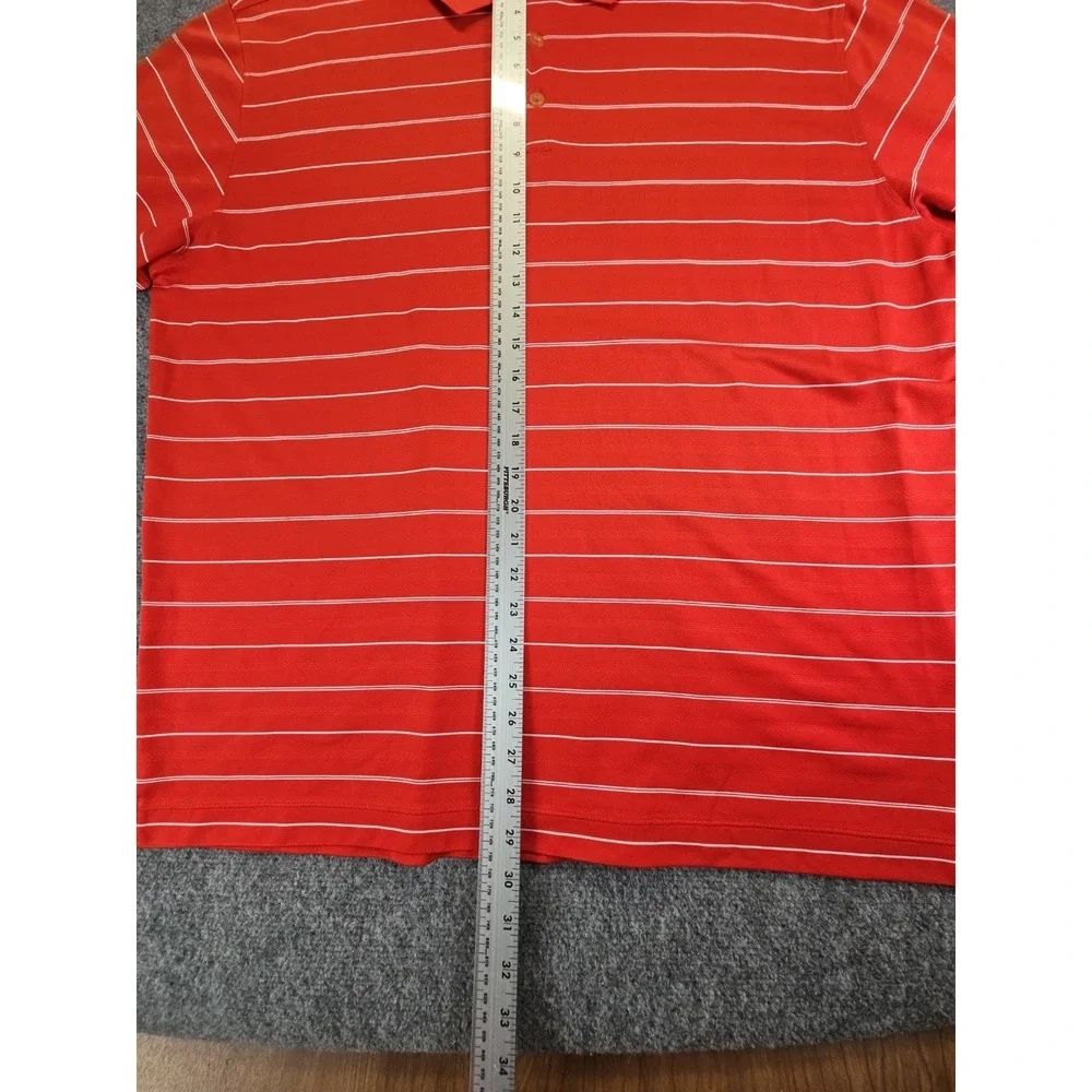 Nike Golf Polo Shirt Mens XL Red Stripe Dri-Fit Short Sleeve Performance 1569